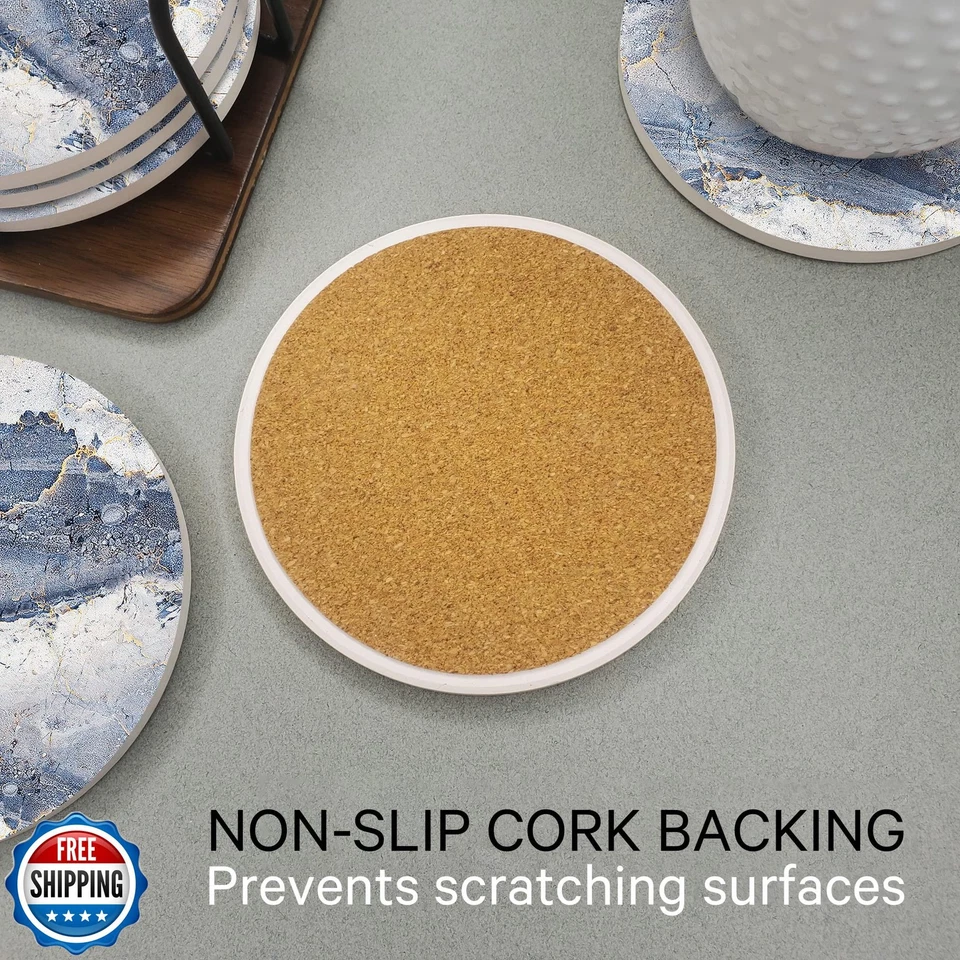 Emerson Essentials подставки для напитков абсорбент с держателем, набор из 6, пробка  - Изображение 4 из 4