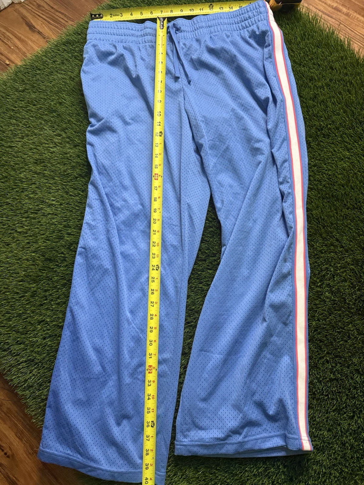 Danskin Now Track Pants XL 16-18 Blue Athletic Mesh Wide Leg Striped