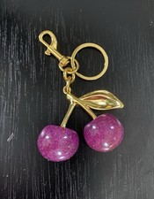 Cherry Keychain Charm Purse Bag Accessories Keyring Purple Gold
