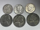 Silver Coin Lot 1853 Seated Liberty Dime Mercury War Nickels 90%