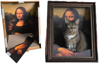 MONA LISA Gemälde Katzenkratzer gerahmtes Bett - NEU - Retro Bilderrahmen Kunst