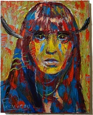 OIL█PAINTING REALISM ART█SIGNED VINTAGE ORIGINAL█EXPRESSIONIST DECO AFRICAN MASK