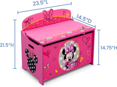 Minnie Mouse Pink Wooden Toy Box Chest Storage Bench Trunk Play Room Organizer
