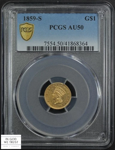 Photo of a 1859-S Gold Dollar from an eBay listing that sold on May 13, 2026