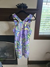 Boston Proper Abstract Fleurs Keyhole Dress Purple, Small, NWTs