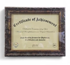New GREEN TREE GALLERY 2009 Ornate Carved Wood Certificate Diploma Frame Elegant