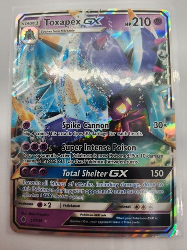 Pokemon Sun & Moon Guardians Rising 57/145 Toxapex GX LP-NM