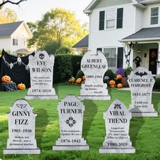 6 PCS Halloween Tombstones Yard Signs Realistic Graveyard black