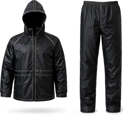 Motorradanzug, wasserdicht, regendicht, winddicht, schwarz, mit Tasche, komplet