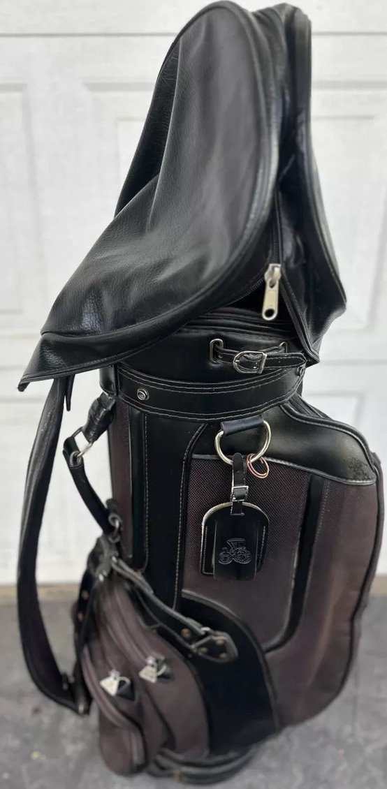 Vintage Daiwa Golf Bag Coach Collection Black Leather Brown Fabric