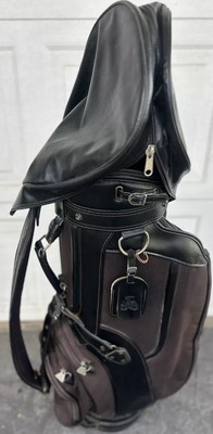 Vintage Daiwa Golf Bag Coach Collection Black Leather Brown Fabric