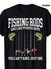 Men'S Fun Fishing Graphic T-Shirt - A Fishing Rod Is Like Fries, You Can'T Jus
