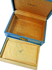 Vintage Dorothy Gray Fifth Avenue 1928 Blue Velour Tray Locking Box & Key EUC