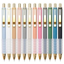 12 Pack Set Daily Retractable Ballpoint Pens 1.0mm Medium Point Black Ink Smooth