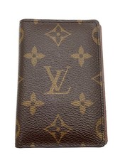 LOUIS VUITTON Card Case Organizer De Poche Monogram Canvas Leather BRW Used