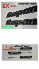 2PK SNAP ON TOOLS LOGO EMBLEM Matte Black Badge Decal+3 Pocket Black Screwdriver