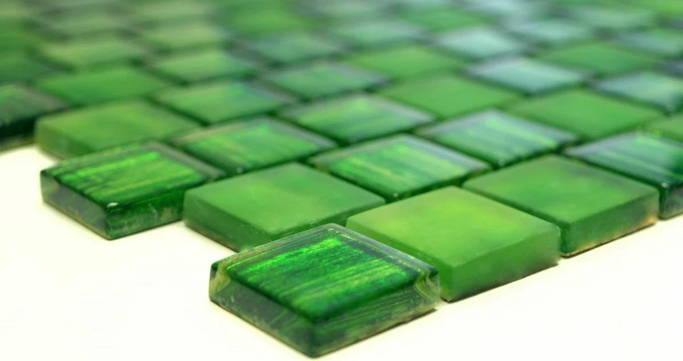 Mosaïque en Verre Vert Jaune Glacé Laiton Matt Clair WB78-CF83 | 1 Natte - Photo 3/3