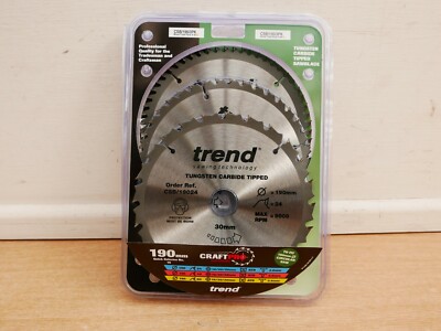 3 X MIXED TREND 190 MM X 30 MM TCT KREISSÄGEBLÄTTER 24 T 40 T & 60 T CSB/190/3 PK