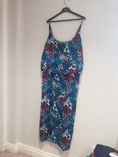 LADIES CAPSULE NAVY FLORAL PRINT FLOWING HOLIDAY MAXI LONG DRESS PLUS SIZE 28
