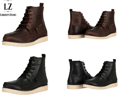 LIBERTYZENO Mens Full Grain Leather Desert Lace up Hiking Chukka Boots Shoes
