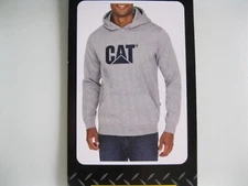 New CATERPILLAR Heavyweight Embroidered CAT Logo Hoodie Sweatshirt, Gray XL