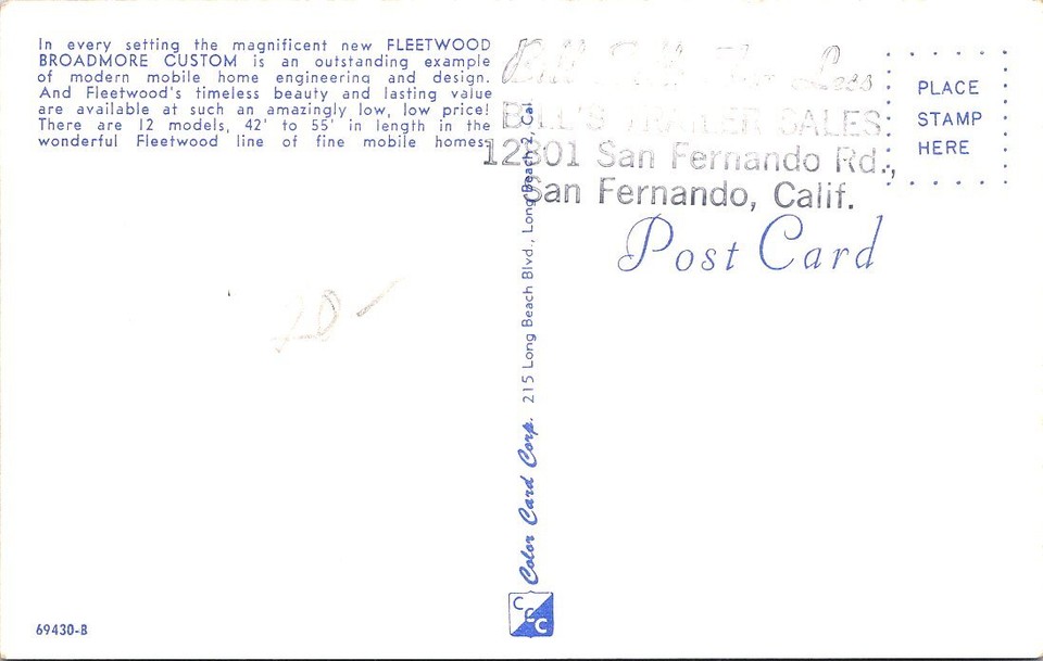 MOBILE HOMES, Bill's Trailer Sales, SAN FERNANDO California Advertising
