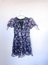 Forever 21 Women's Black Floral Mini Dress with Bell Sleeves size Small