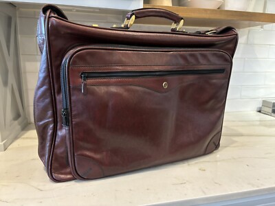 Gold Pfeil Burgundy Oxblood Leather Combination Lock Luggage Bag Rare