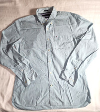Tommy Hilfiger Shirt Men Large Light Green Long Sleeve Button Down Custom Fit