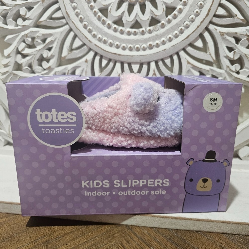 SAOLA NUOVE ciabatte Totes Toasties bambini viola rosa suola morbida interno esterno taglia 11 12