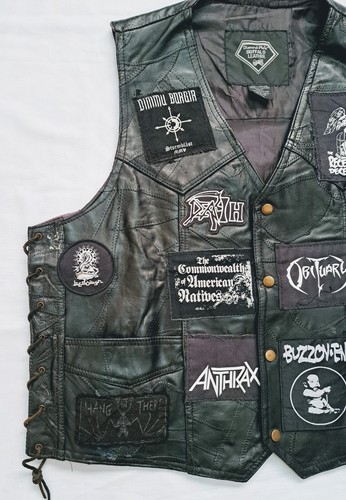 job for a cowboy, Obituary, Leather Patched Battle Mens Vest Jacket Size XXL - Picture 3 of 10