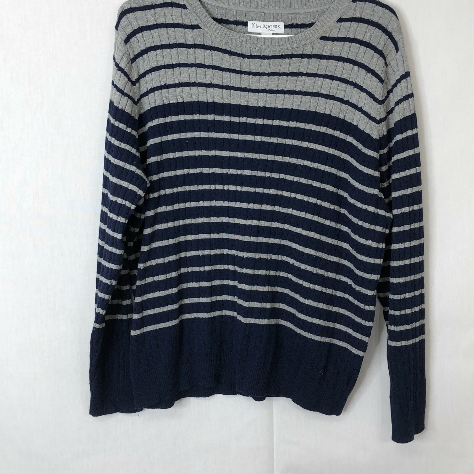 Kim Rogers Womens Blue Striped Long 