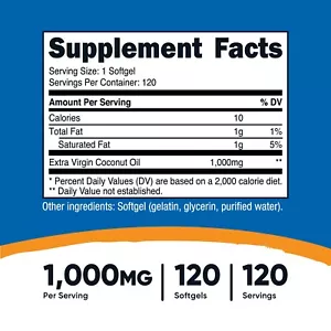Nutricost Coconut Oil Capsules (1000mg) 120 Softgels - Gluten Free and Non-GMO - Picture 2 of 5
