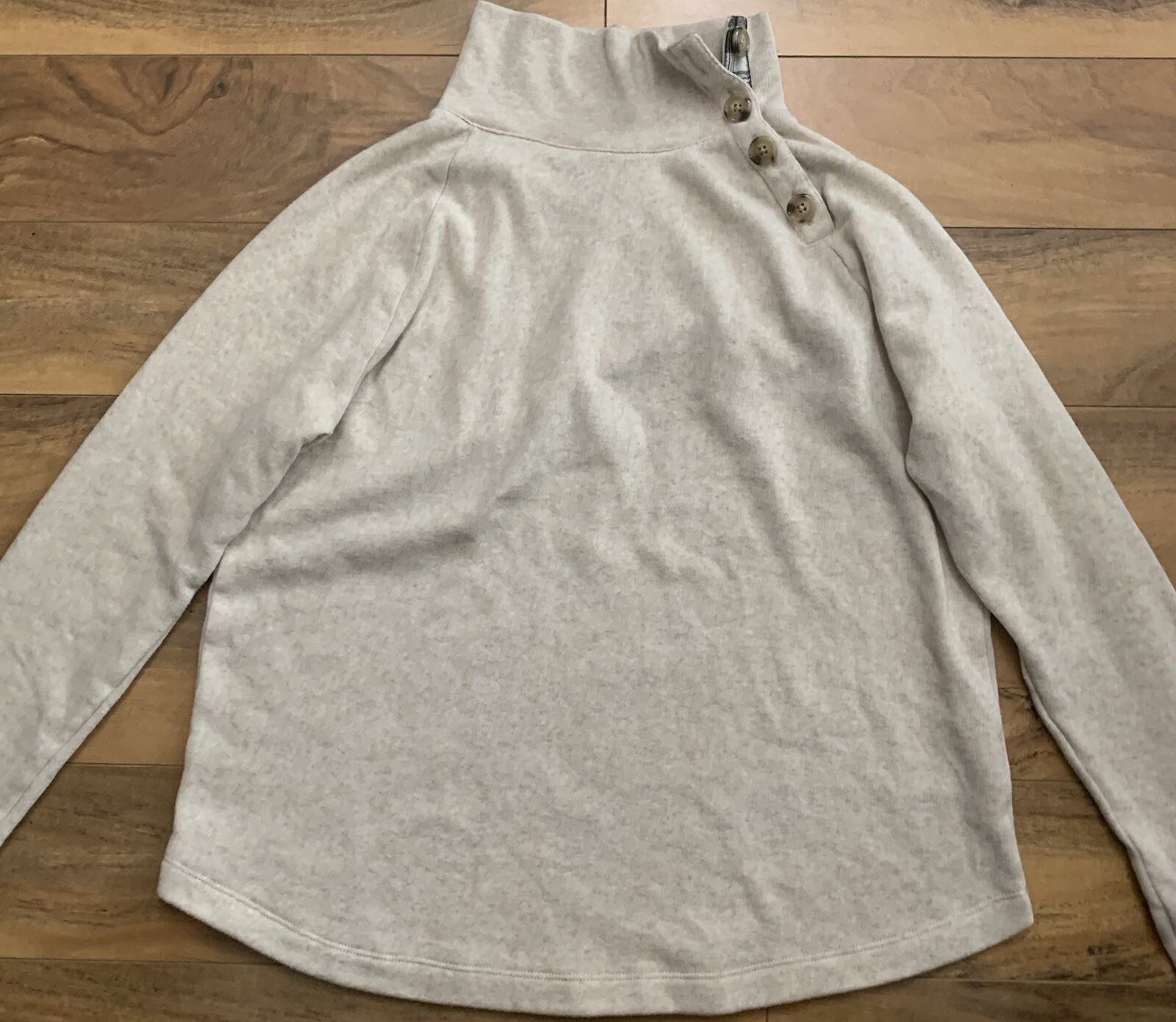 J Crew Solid Beige Wide Button Collar Pullover Sw… - image 2