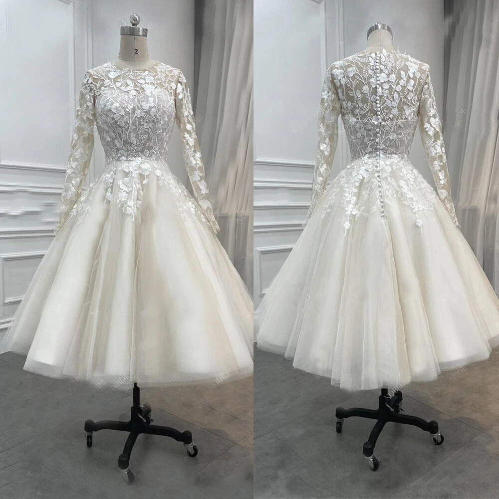 Lace Long Sleeve Tea Wedding Dresses for sale | eBay Lace Long Sleeve Tea Wedding Dresses for sale | eBay