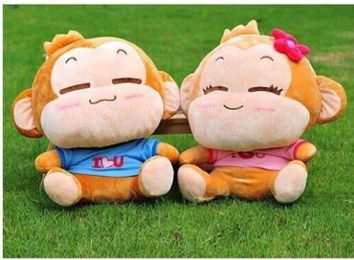 2Pcs Yoci Monkey Plush Toys 8" Cute Stuffed Animals Yoyo Cici Monkey Anime Doll - Afbeelding 1 van 4