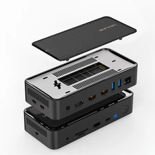 USB-C Docking Station 2/3 Monitors 100W PD IN Gigabit RJ45 SD/TF 4K HDMI DP