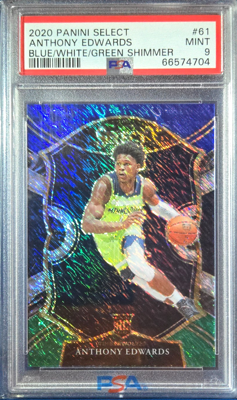 2020 Panini Select Blue/White/Green Shimmer /49 Anthony Edwards #61 PSA 9 GEM RC