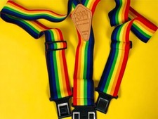 Perry Vintage Rainbow Belt Suspenders Wide Band USA Mork LGBTQ Gay Pride Clown