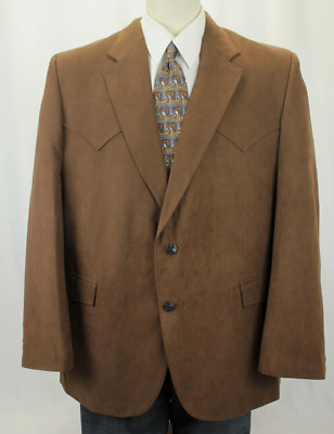 CIRCLE S WESTERN WEAR MEN'S BROWN FAUX SUEDE BROWN BLAZER SPORT COAT SIZE 46 US