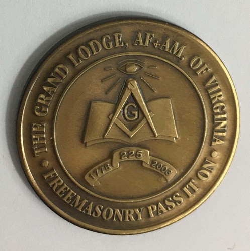Vintage Token / Medal - 2003 225 Years The Grand Lodge, AF+AM of Virginia (10011