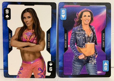 PAIR 2019 MICKIE JAMES Wrestling Playing WWE Card Women's Evolution Aquarius