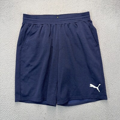 Puma Athletic Shorts Mens Large 32x10 Blue Pockets Gym Training Running
