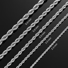 2-6mm Stainless Steel Chain 16" to 30 " Unisex Twist Rope Chain Silver Necklace