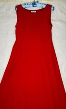 Calvin Kein Dress Womens 8 Red Fit & Flare Panel Sleeveless Knee Length Stretch