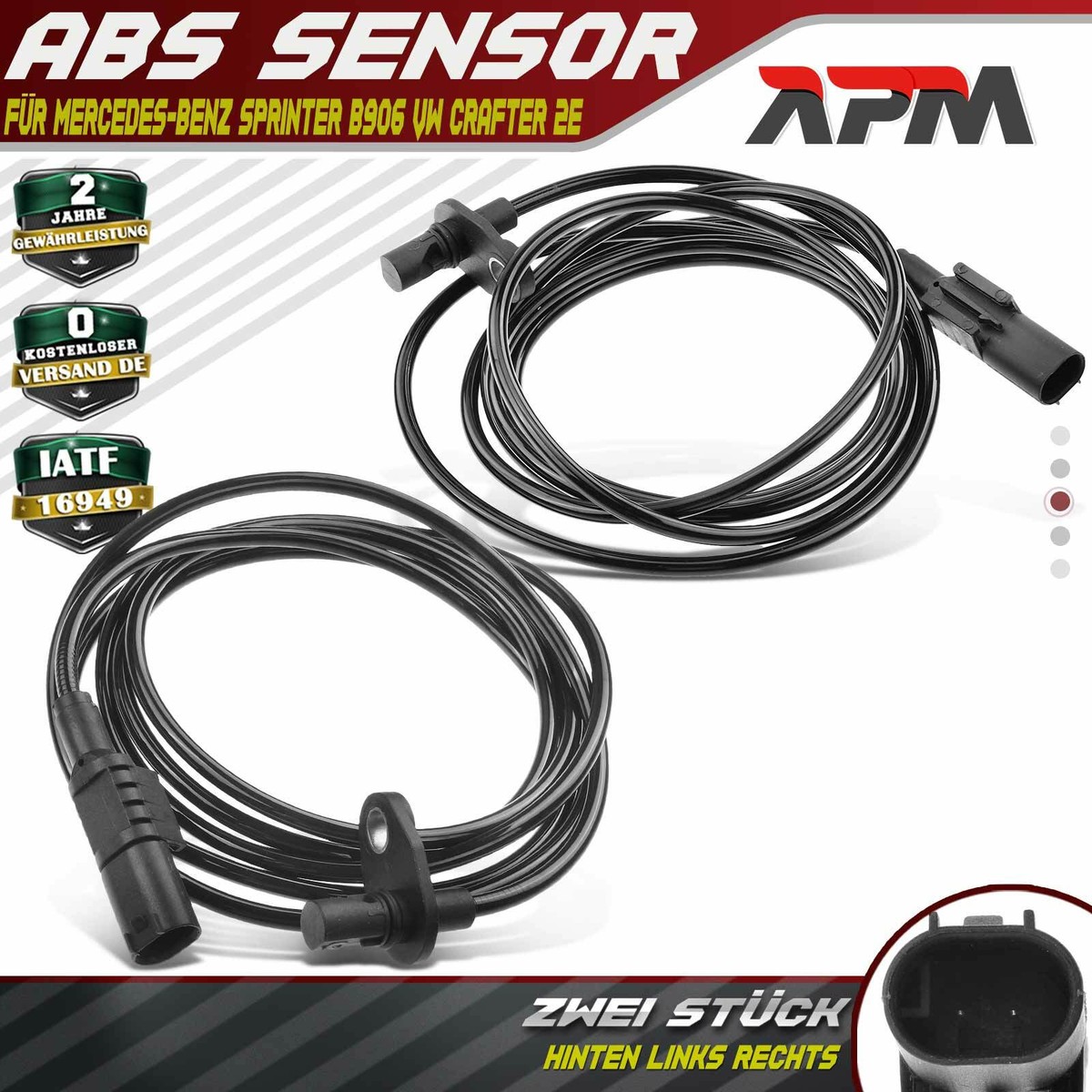 2X MAXGEAR ABS-SENSOREN VORNE PASSEND FÜR MERCEDES-BENZ SPRINTER VW CRAFTER
