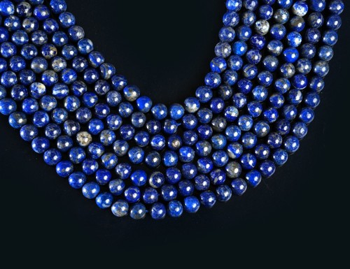 Natural Lapis Lazuli Gemstone Round Smooth Beads String Ready For Jewelry 15.5" - 第 1/6 張圖片
