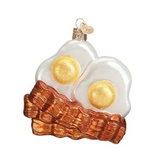Old World Christmas Glass Blown Ornament, Bacon And Eggs With OWC Gift Box 