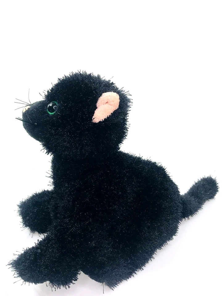Webkinz Black Furry Kitty Cat 8" Plush #HM135 Green Eyes Halloween No Code Ganz - Image 3 of 4