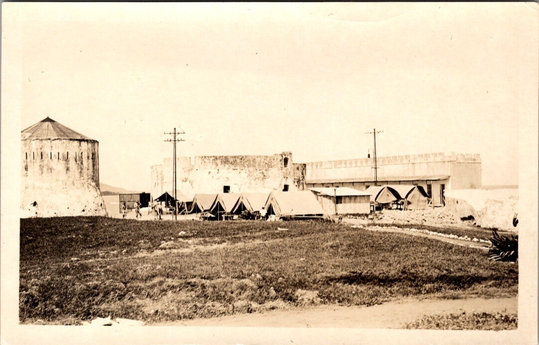 Early 1900s RPPC Haiti Fort & US Military Camp Tents Real Photo Postcard